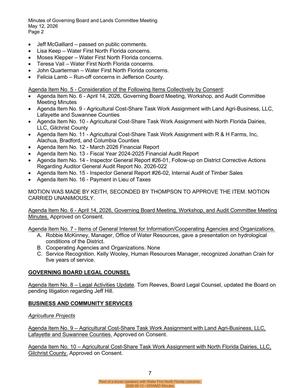 [Rest of a dozen speakers with Water First North Florida concerns., 2026-05-12 --SRWMD Minutes]