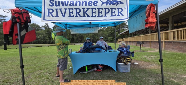 [Scotti, Andrew, Kim, Gretchen, WWALS tent, 2026:06:20 12:23:03, 31.1621163, -83.5479266 --jsq for WWALS]