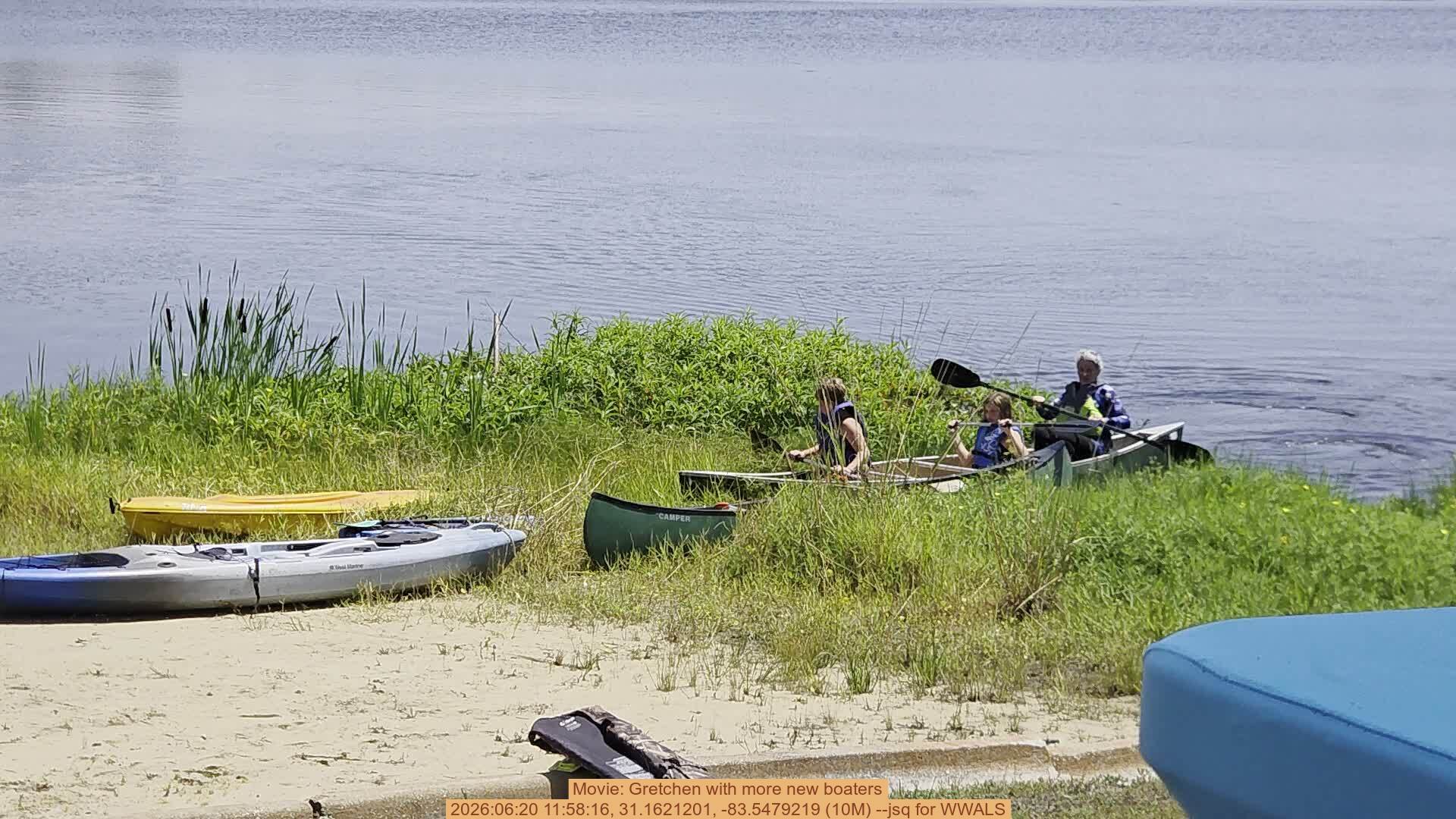 Movie: Gretchen with more new boaters, 2026:06:20 11:58:16, 31.1621201, -83.5479219 (10M) --jsq for WWALS