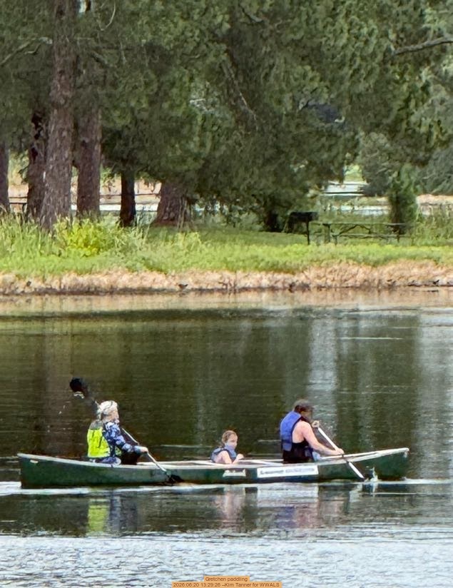 Gretchen paddling, 2026:06:20 13:29:26 --Kim Tanner for WWALS