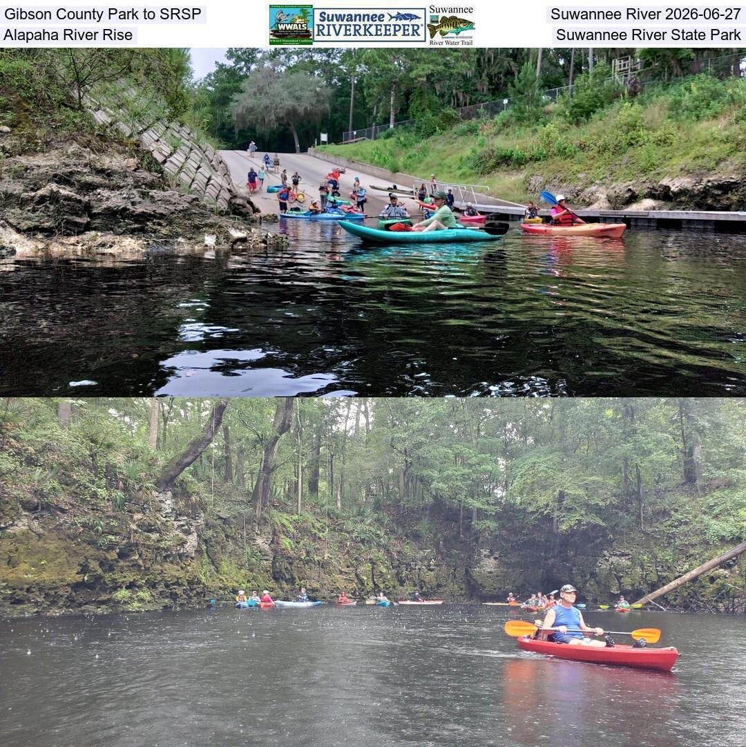 Gibson County Park to SRSP, Suwannee River 2026-06-27, Alapaha River Rise, Suwannee River State Park