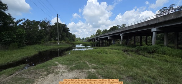 [Hagan Bridge Landing, Withlacoochee River @ GA 122, 2026:06:26 11:47:49, 31.0137849, -83.3013565 --jsq for WWALS]