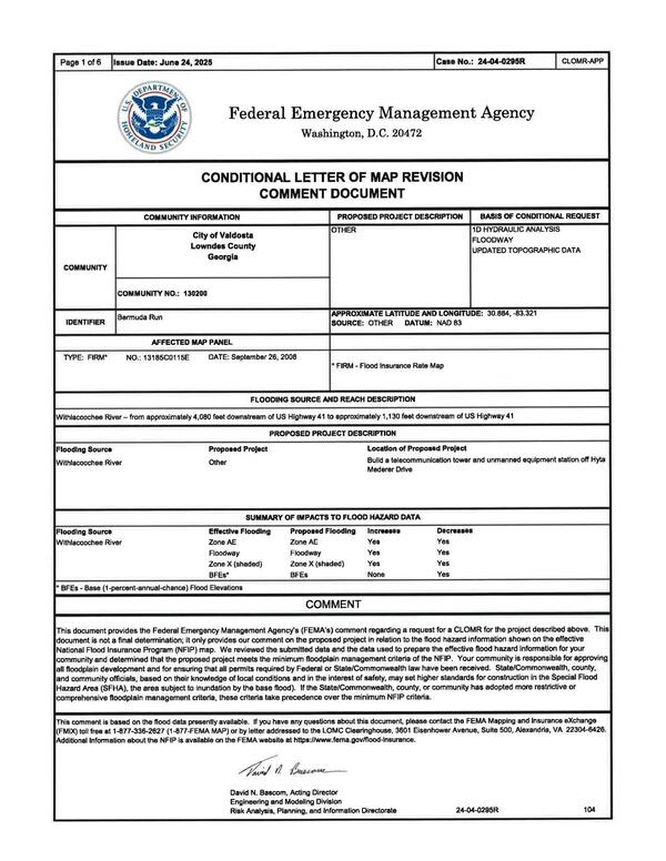 [FEMA CONDITIONAL LETTER OF MAP REVISION COMMENT DOCUMENT]