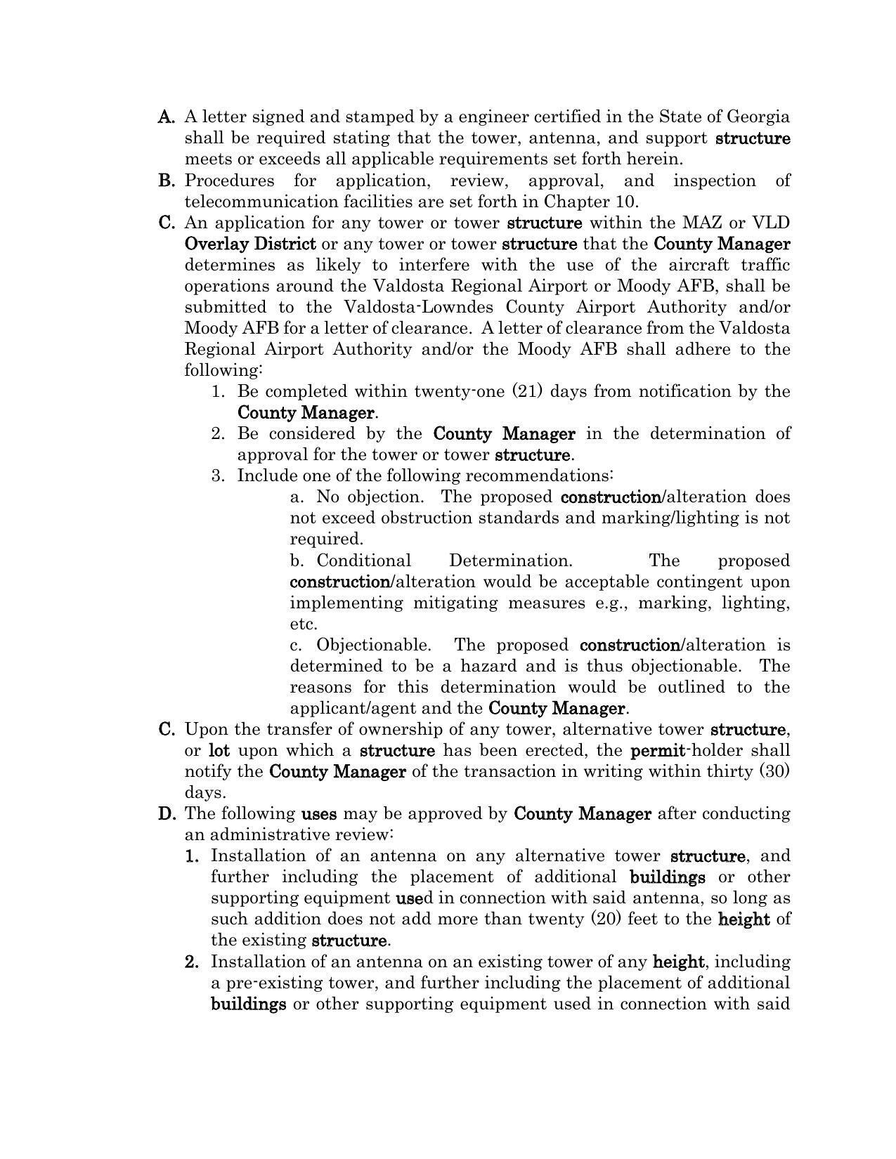 telecommunication facilities are set forth in Chapter 10.