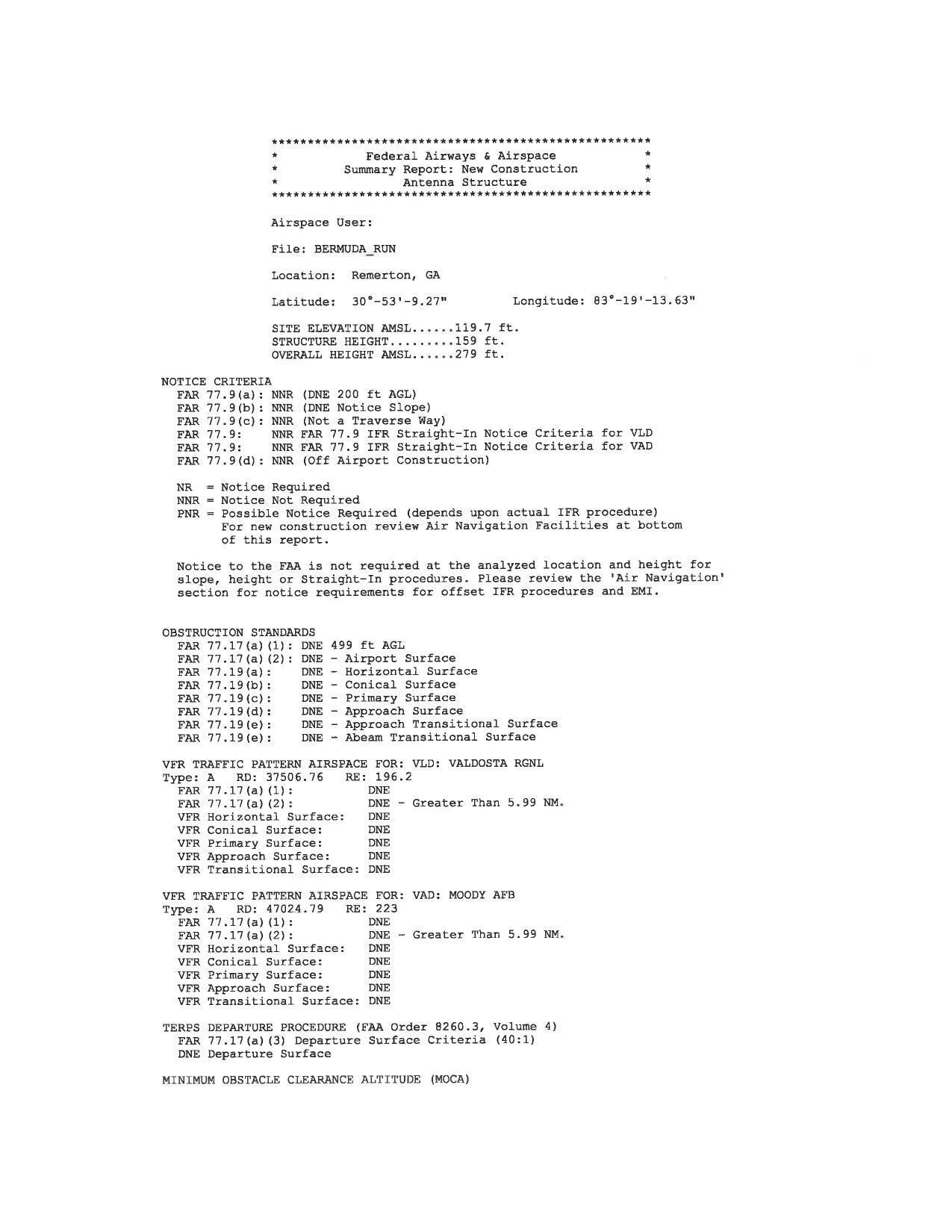FAA NOTICE CRITERIA, Remerton, GA 30 53 9.27 N, 83 19 13.63 W, 30.885908, -83.320453