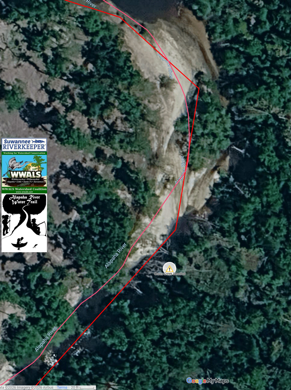 Map: Cross Creek Deadfall, Alapaha River 2026-07-06 --Alapaha River Water Trail (ARWT)