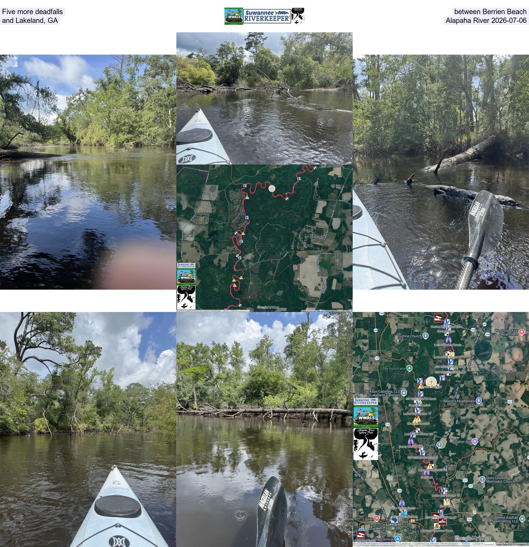[Five more deadfalls between Berrien Beach and Lakeland, GA, Alapaha River 2026-07-06]