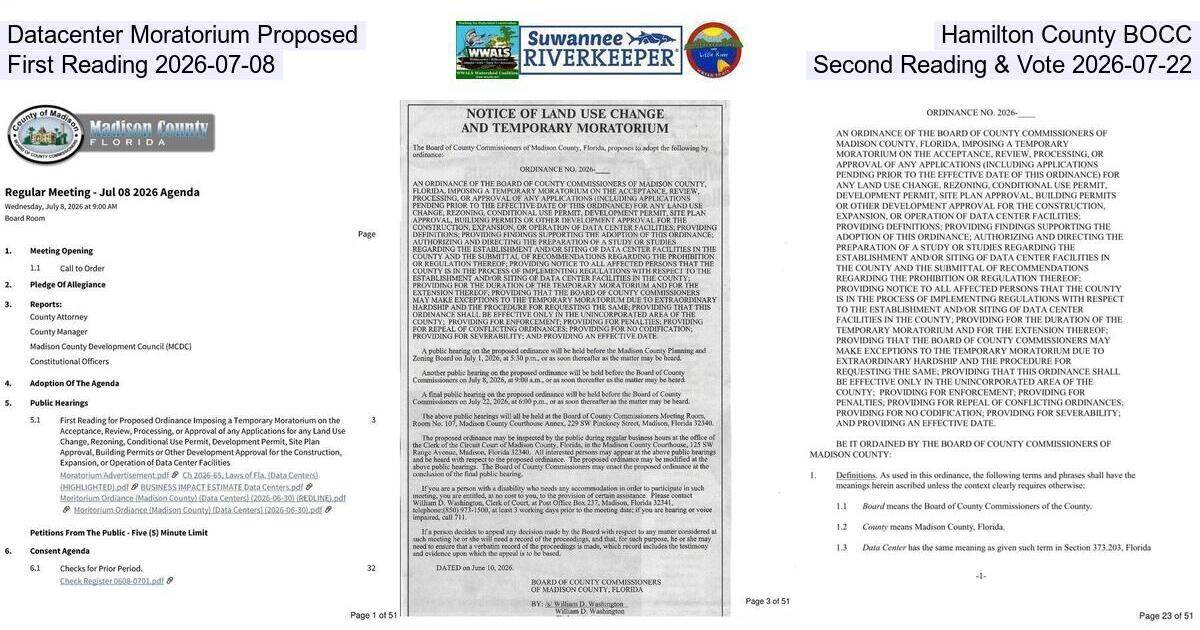 [Datacenter Moratorium Proposed, Hamilton County BOCC, First Reading 2026-07-08, Second Reading & Vote 2026-07-22]
