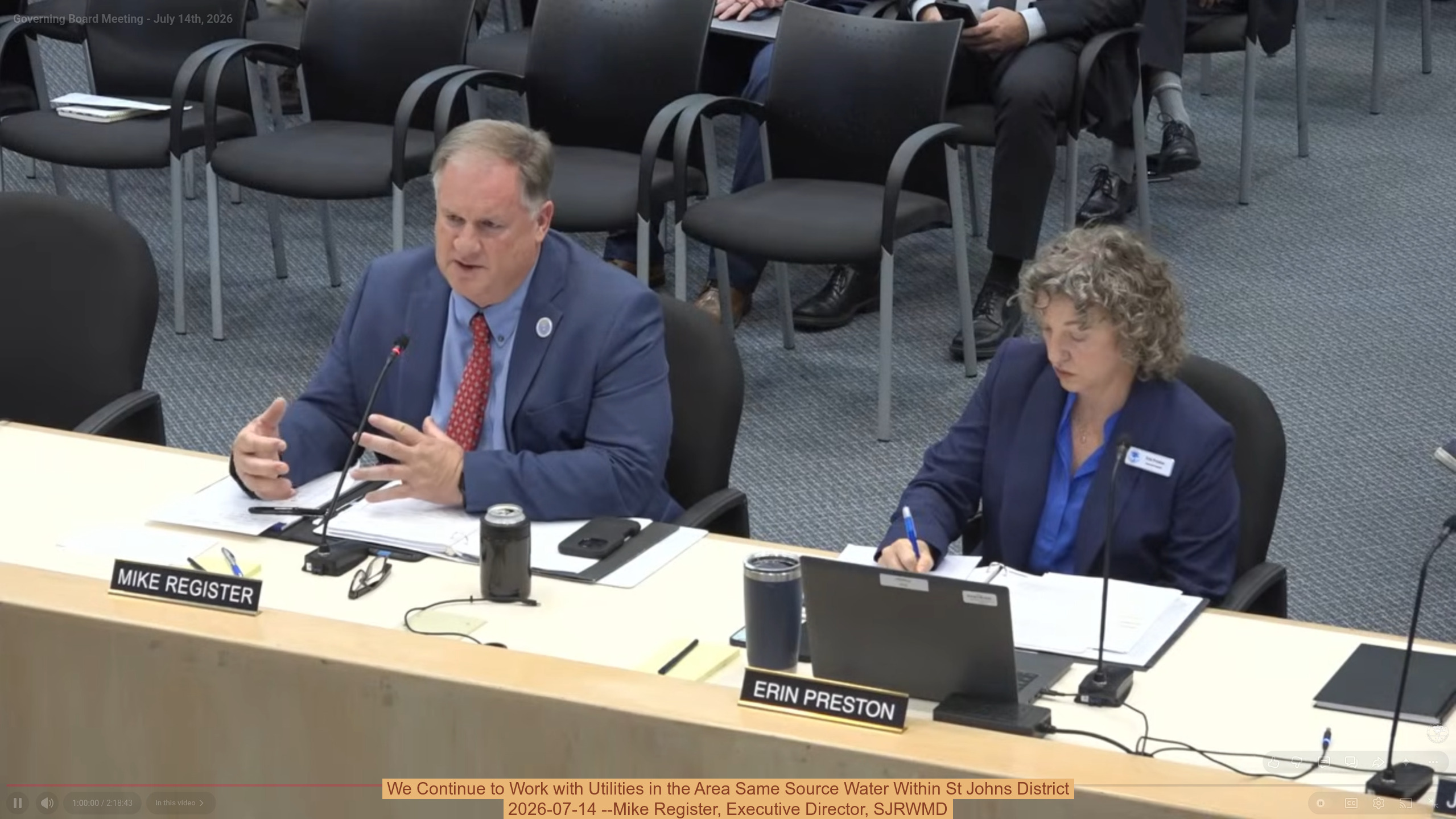 We Continue to Work with Utilities in the Area Same Source Water Within St Johns District 2026-07-14 --Mike Register, Executive Director, SJRWMD