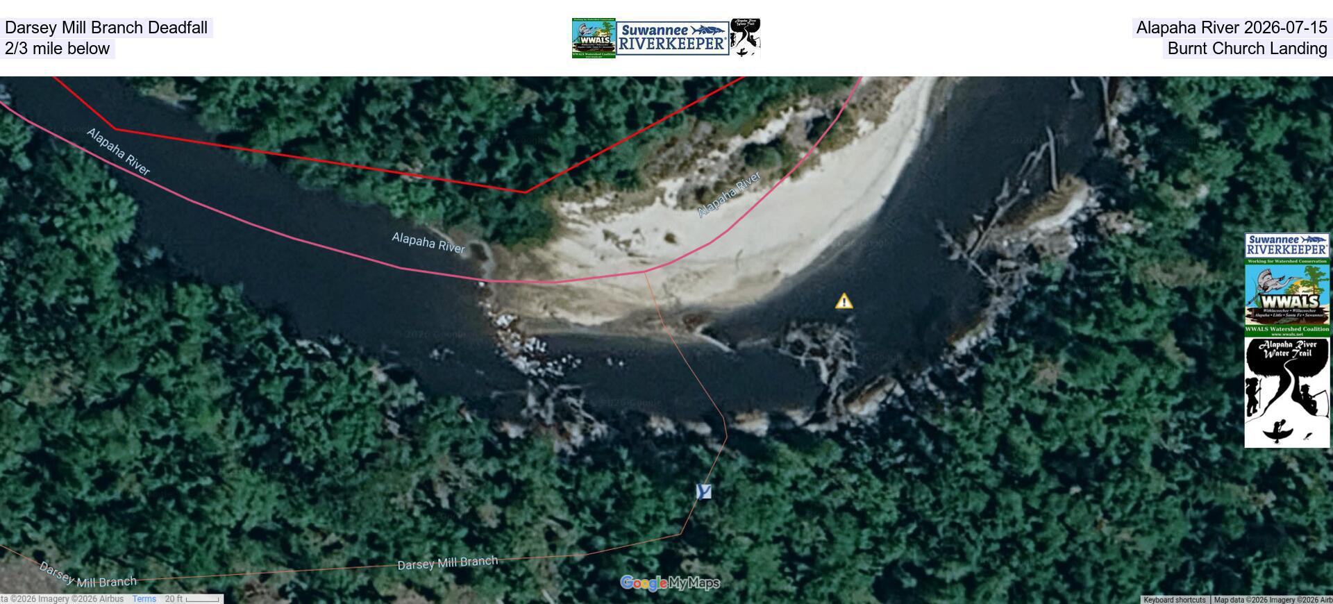 Darsey Mill Branch Deadfall, Alapaha River 2026-07-15, 2/3 mile below Burnt Church Landing