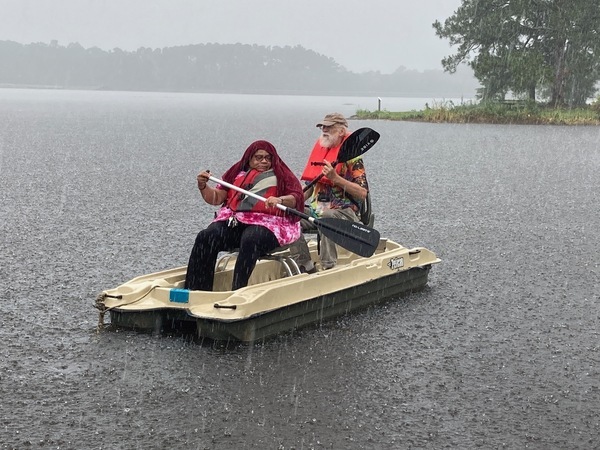 [Fannie Gibbs of Macedonia Community Foundation and Suwannee Riverkeeper John S. Quarterman, 2026-06-19 --Gretchen Quarterman for WWALS]