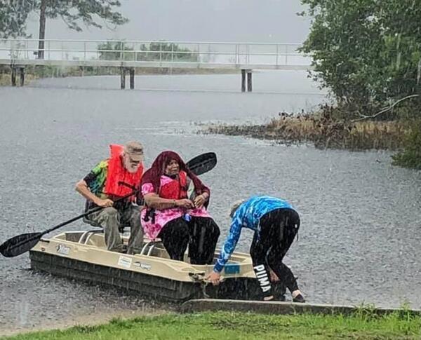 [Fannie Gibbs getting into the lake, 2026-06-19 --Gretchen Quarterman for WWALS]