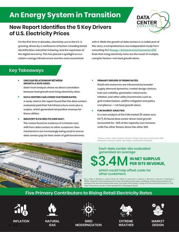 [An Energy System in Transition: New Report Identifies the 5 Key Drivers of U.S. Electricity Prices --Data Center Coalition]