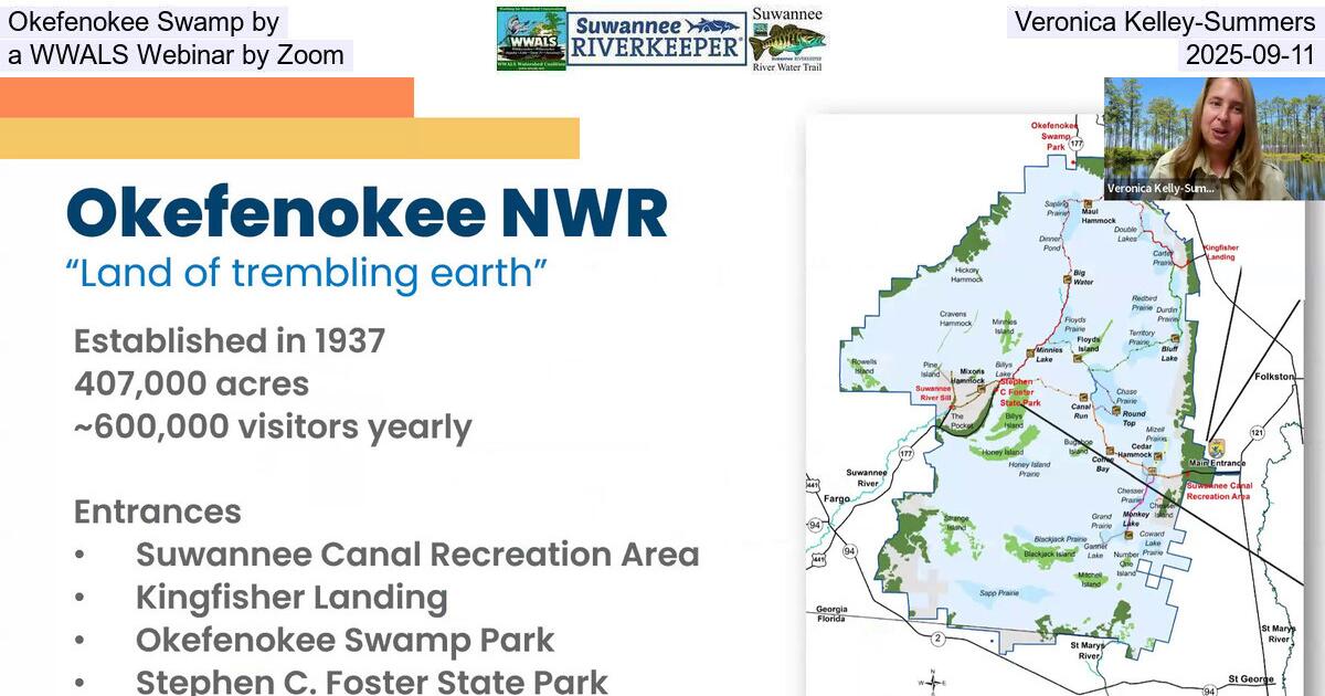 [Okefenokee Swamp by Veronica Kelley-Summers, 2025-09-11, a WWALS Webinar by Zoom]