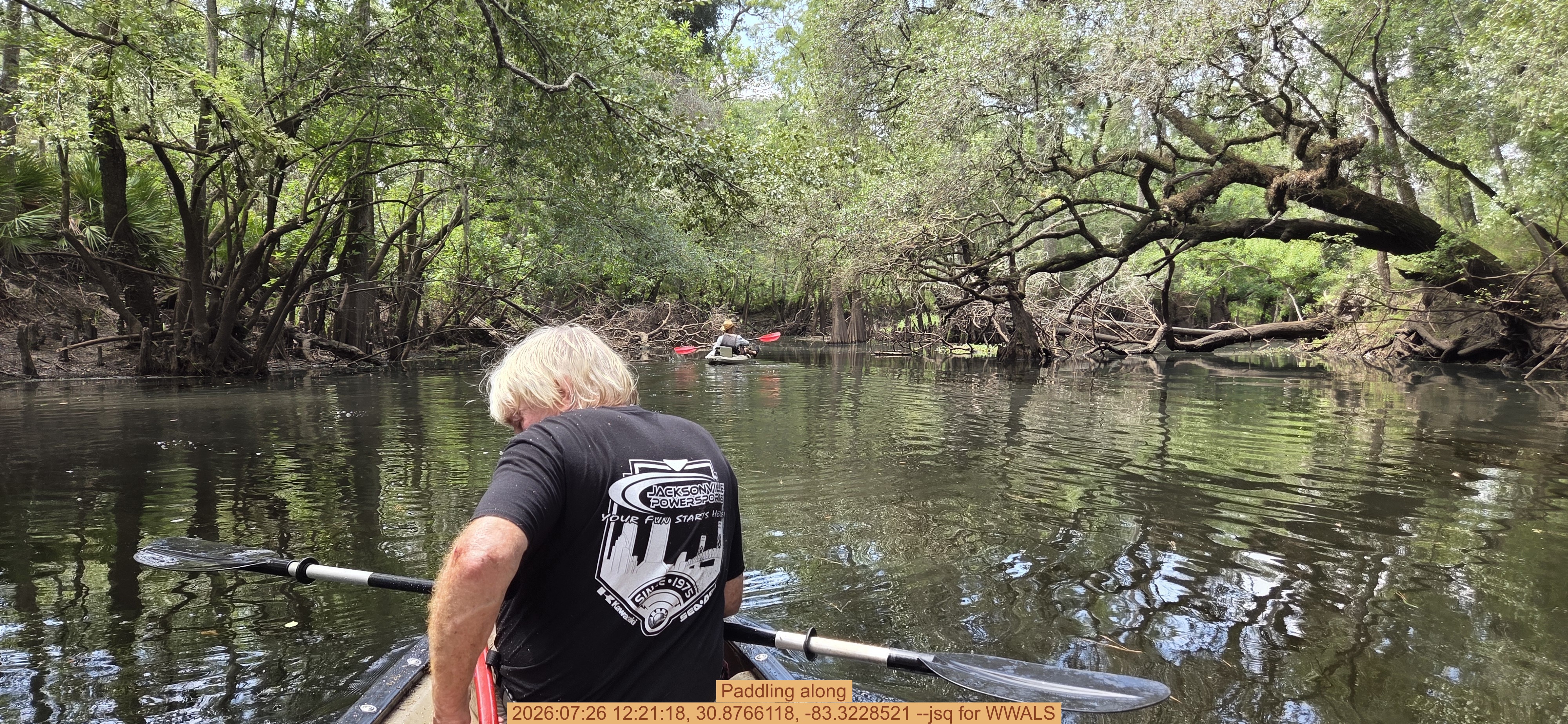 Paddling along, 2026:07:26 12:21:18, 30.8766118, -83.3228521 --jsq for WWALS