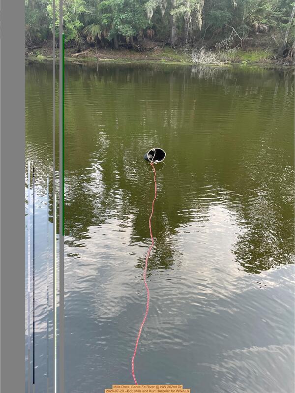 [Mills Dock, Santa Fe River @ NW 282nd Dr 2026-07-29 --Bob Mills and Kurt Hurzeler for WWALS]