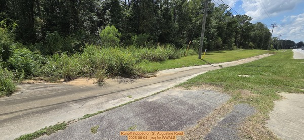 [Runoff stopped on St. Augustine Road, 2026-08-04 --jsq for WWALS]