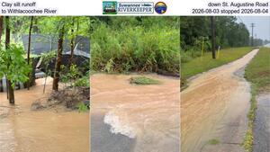 [Clay silt runoff down St. Augustine Road to Withlacoochee River, 2026-08-03 stopped 2026-08-04]