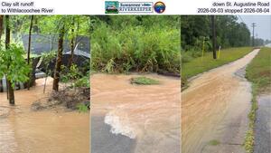 [Clay silt runoff down St. Augustine Road to Withlacoochee River, 2026-08-03 stopped 2026-08-04]