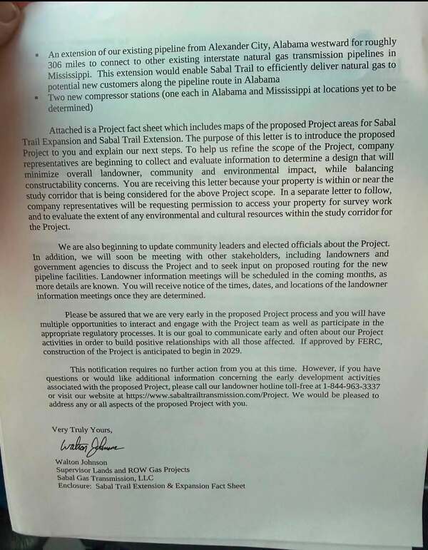 [You are receiving this letter because your property is within or near the study corridor, 2026-08-03 --Sabal Trail Transmission]