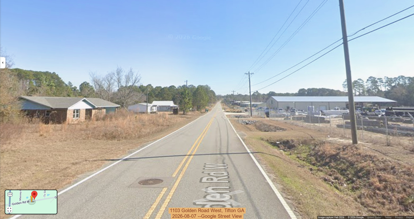 1103 Golden Road West, Tifton GA, 2026-08-07 --Google Street View