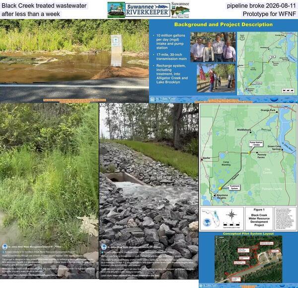 Black Creek treated creek water pipeline broke 2026-08-11, after less than a week, Prototype for WFNF