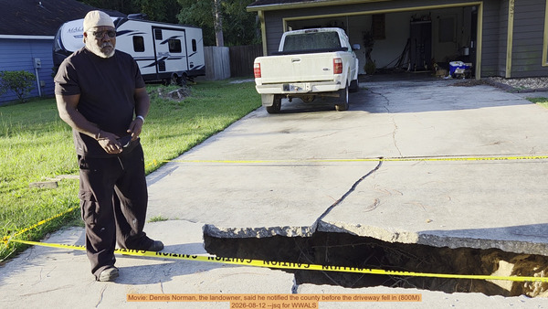 [Movie: Dennis Norman, the landowner, said he notified the county before the driveway fell in (800M), 2026-08-12 --jsq for WWALS]
