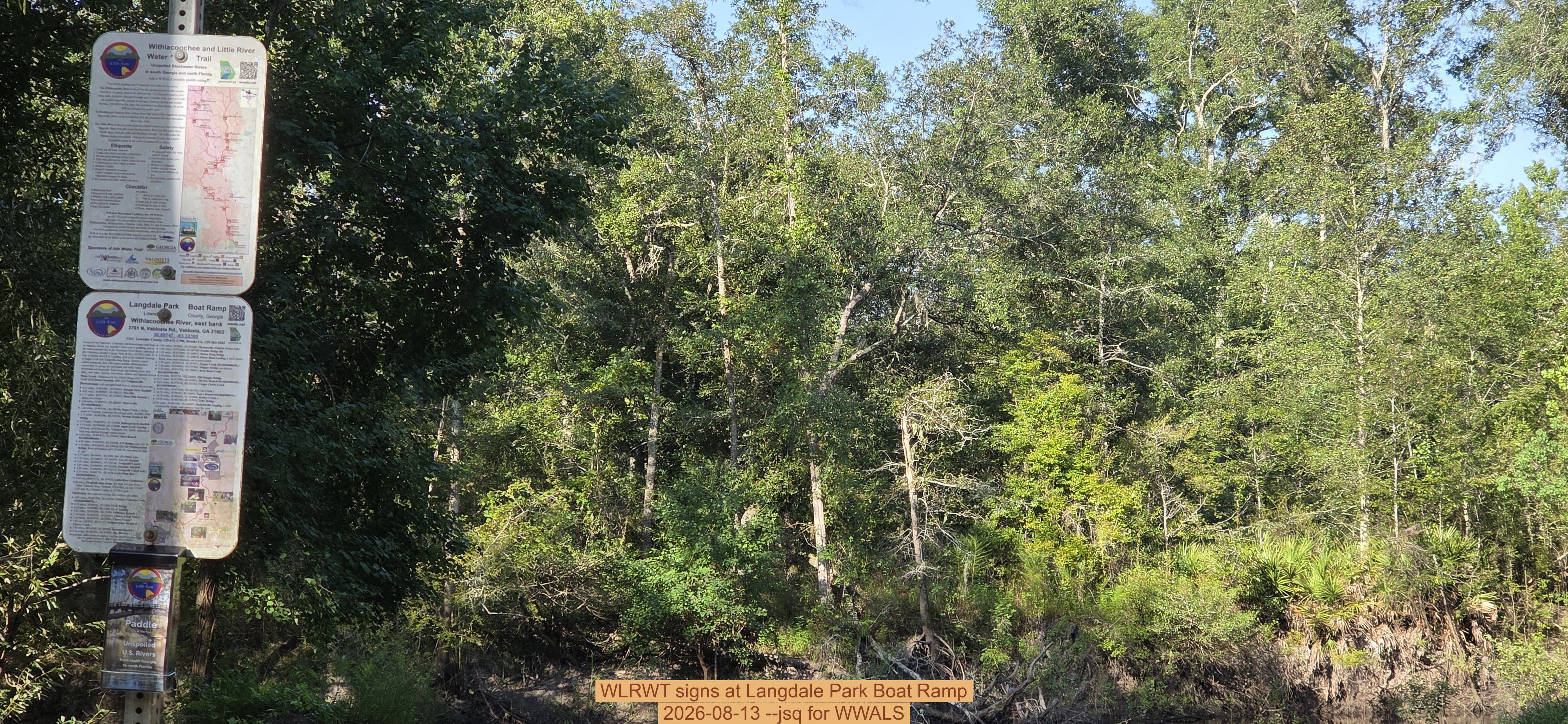 WLRWT signs at Langdale Park Boat Ramp, 2026-08-13 --jsq for WWALS