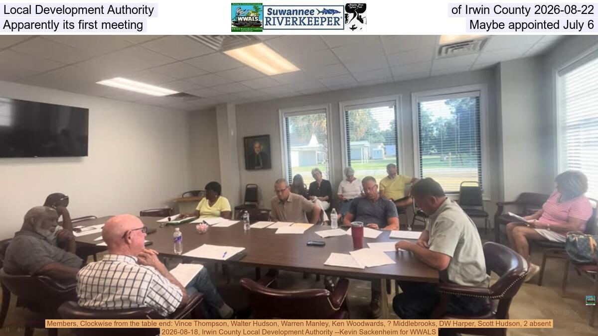 Local Development Authority of Irwin County 2026-08-22, Apparently its first meeting, Maybe appointed July 6