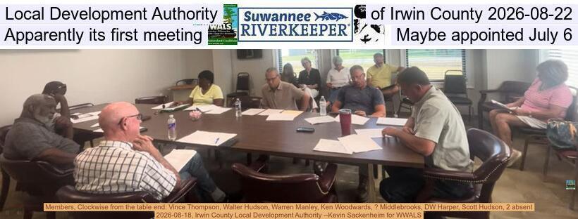 Local Development Authority of Irwin County 2026-08-22, Apparently its first meeting, Maybe appointed July 6