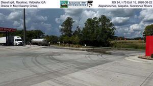 [Diesel spill, Racetrac, Valdosta, GA, US 84, I-75 Exit 16, 2026-08-22, Drains to Mud Swamp Creek, Alapahoochee, Alapaha, Suwannee Rivers]