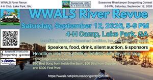 [WWALS River Revue, Suwannee Riverkeeper Songwriting Contest, 4-H Club, Lake Park, GA, 5-9 PM, Saturday, September 12, 2026]
