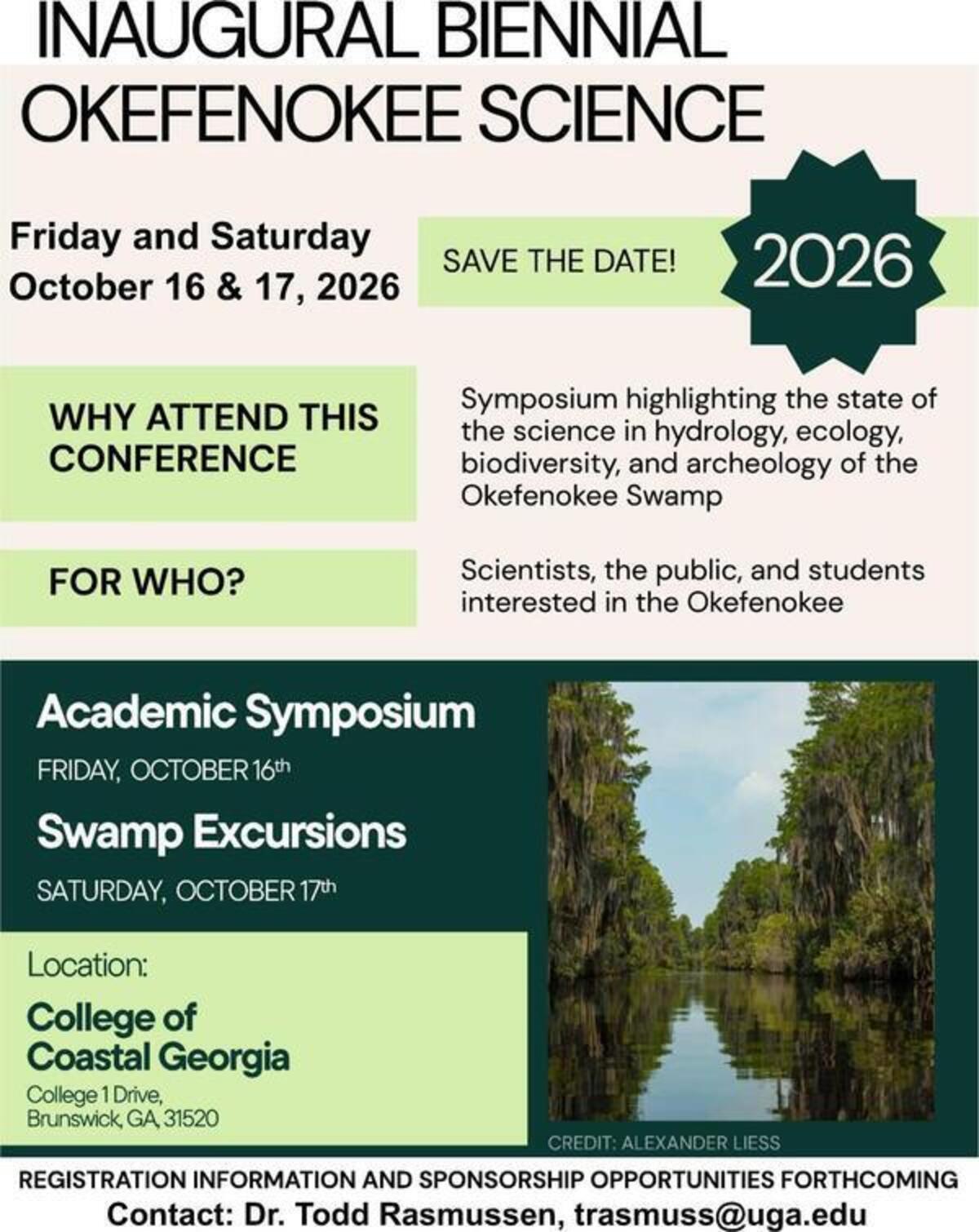 Okefenokee Science Conference, October 16 & 17 2026, Brunswick, GA
