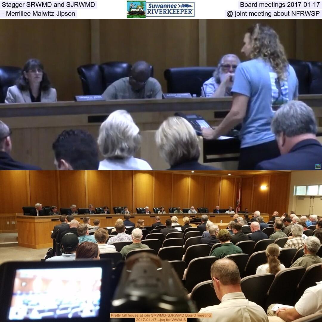 Stagger SRWMD and SJRWMD Board meetings, 2017-01-17 --Merrillee Malwitz-Jipson @ joint meeting about NFRWSP