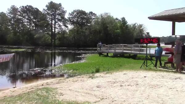 [Movie: 1:33:06 Bib 50, Natasha and Max Barzallo, First Tandem Kayak, Mixed & 1:33:24 Bib 49, Abigail and Matias Barzallo, Hahira, Lowndes County, GA (15M)]
