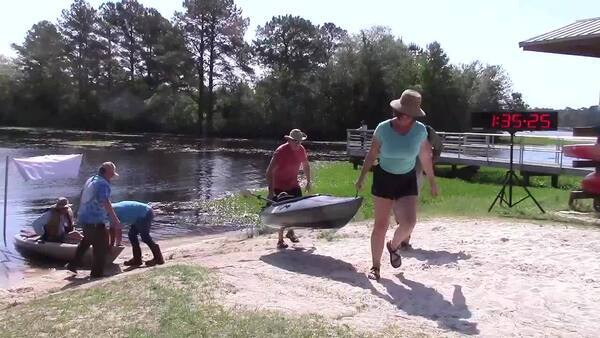 [Movie: 1:36:16 Bib 53, Nicholas Cole, First Solo Canoe, Male, Barwick, Thomas County, GA (17M)]