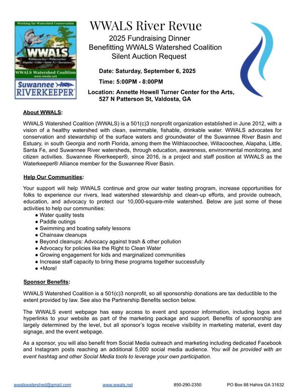 [Silent Auction --WWALS River Revue 2025 Page 1]