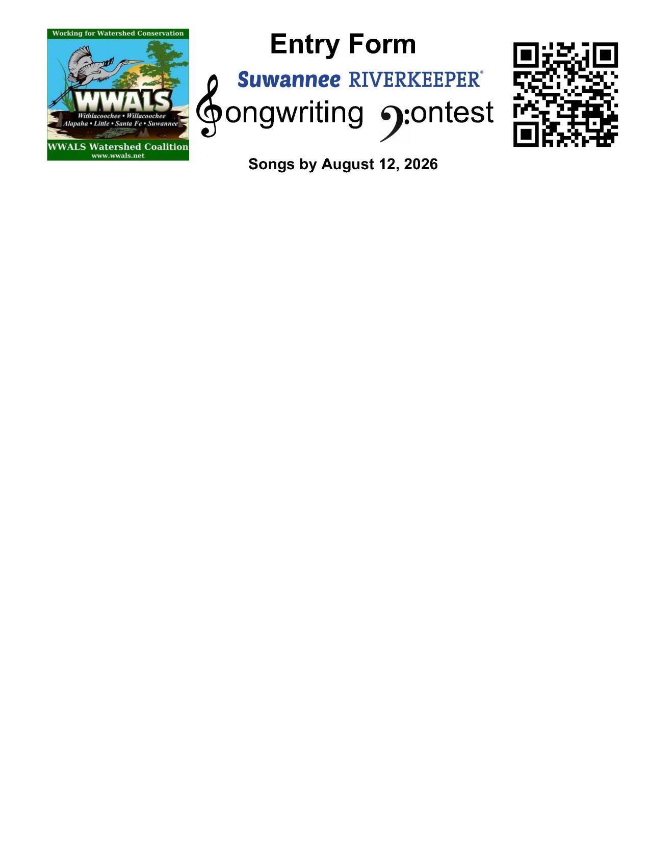 Entry Form Banner 2026 SuwRK Songwriting Contest