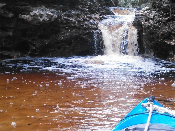 600x450 Waterfall closeup, in Statenville to Sasser Landing on the Alapaha River, by John S. Quarterman, for WWALS.net, 15 February 2015