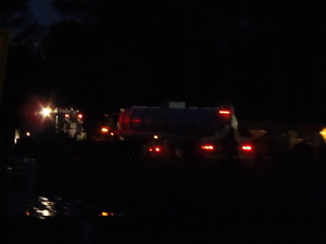 Water truck turning in